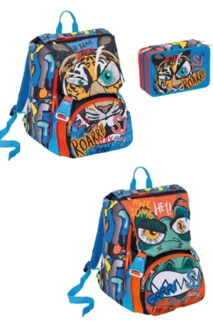 SCHOOLPACK BOY ANIMALI DA SJ ZAINO + ASTUCCIO 3 ZIP