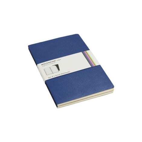 SET DI 2 NOTEBOOKS TACCUINI MOLESKINE VOLANT - PAGINE BIANCHE - COPERTINA BLUE - SOFT - FORMATO POCKET