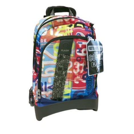 ZAINO TROLLEY SCUOLA STACCABILE FLASH COMIX MAD PLATE