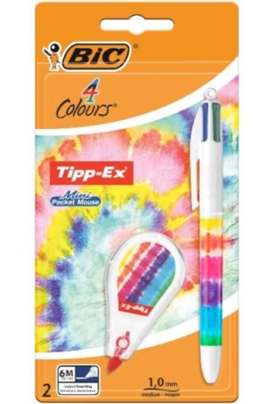 SET BIC TYEDYE PENNA 4 COLORI + TIPP-EX MINI POCKET MOUSE