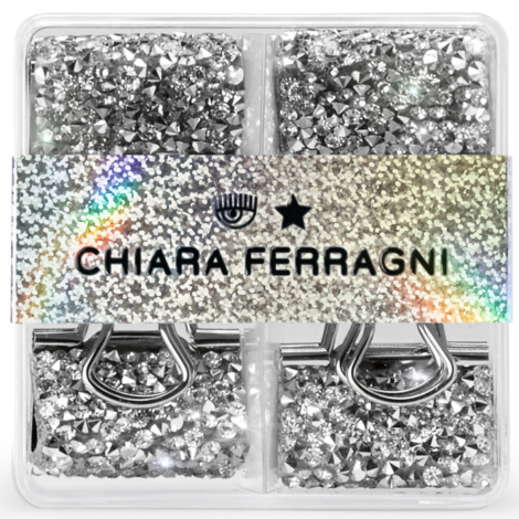MOLLA FERMACARTE DOUBLE CLIPS CON STRASS CHIARA FERRAGN 4 PEZZI