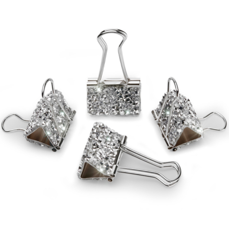 MOLLA FERMACARTE DOUBLE CLIPS CON STRASS CHIARA FERRAGN 4 PEZZI