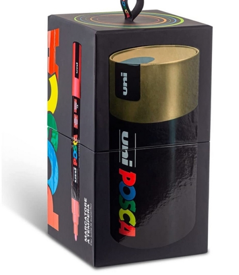 PENNARELLO OSAMA UNI POSCA GIFT BOX 18 PEZZI - TAPPO ORO