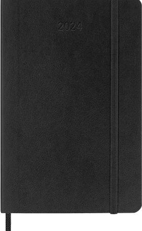 AGENDA MOLESKINE SETTIMANALE ORIZZONTALE 2024, 12 MESI POCKET COPERTINA RIGIDA  - NERO