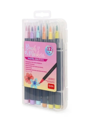 SET DI 12 PENNARELLI CON PUNTA PENNELLO PASTEL COLOURS LEGAMI - BRUSH MARKERS
