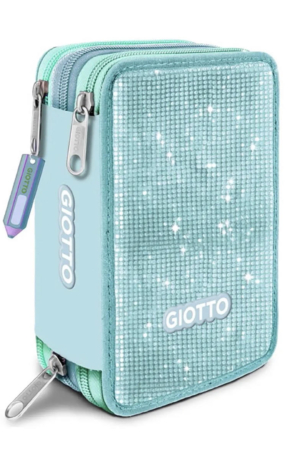 ASTUCCIO 3 ZIP GIOTTO GLITTER AZZURRO