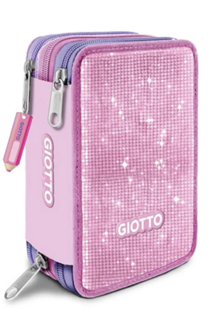 ASTUCCIO 3 ZIP GIOTTO GLITTER ROSA